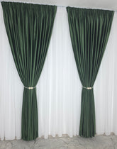 Set Narcisa: Perdea Alba Din Voal Si Draperie Catifea Verde Olive